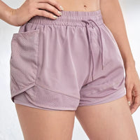 Women'S Elastic Sports Shorts, Shorts with Pockets, Fake Two-Piece Yoga Leggings Running and Training